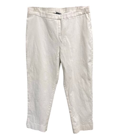 Clara Sun Woo Pants Womens 1X Straight Leg Pull On White Stretch USA Crop Resort - Picture 1 of 3